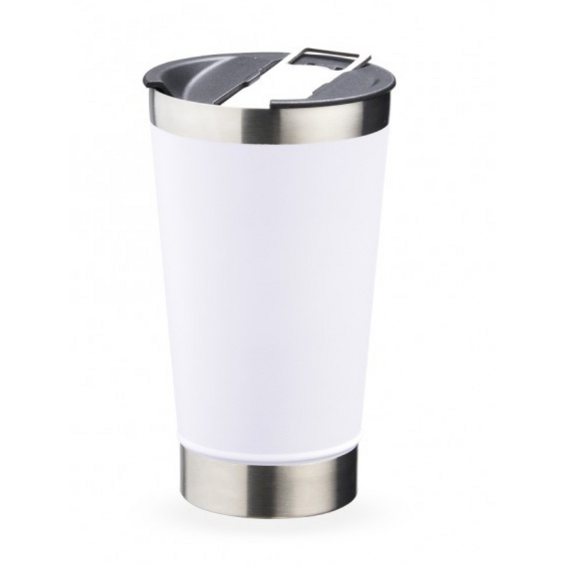 Copo Térmico Inox 473ml com Tampa e Abridor Branco – Estilo, Praticidade e Temperatura na Medida Certa