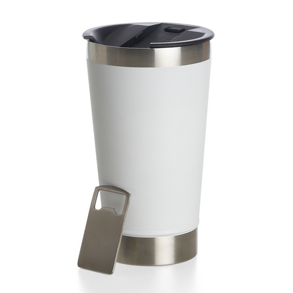 Copo Térmico Inox 473ml com Tampa e Abridor Branco – Estilo, Praticidade e Temperatura na Medida Certa
