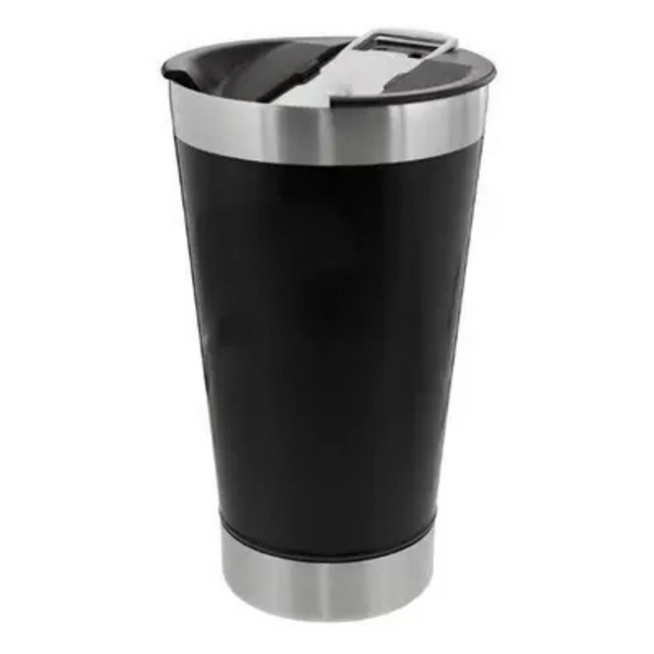 Copo Térmico Inox 473ml com Tampa e Abridor Preto – Estilo, Praticidade e Temperatura na Medida Certa