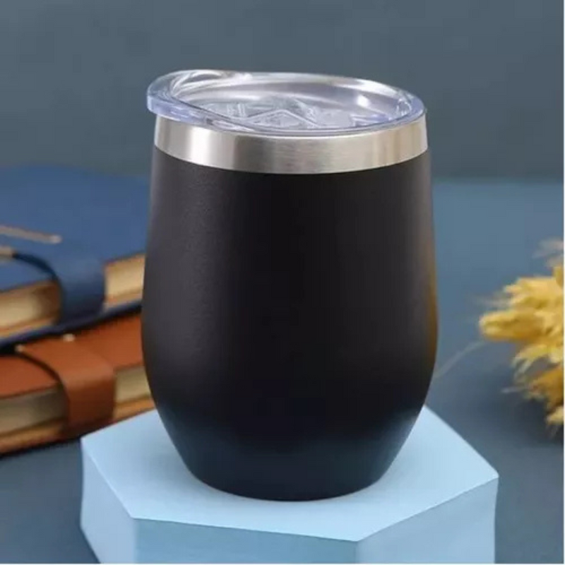 Copo Cuia Térmico Inox com Tampa Antivazamento 360ml – Preto