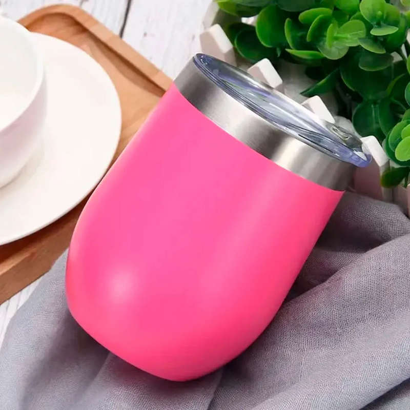 Copo Cuia Térmico Inox com Tampa Antivazamento 360ml – Pink