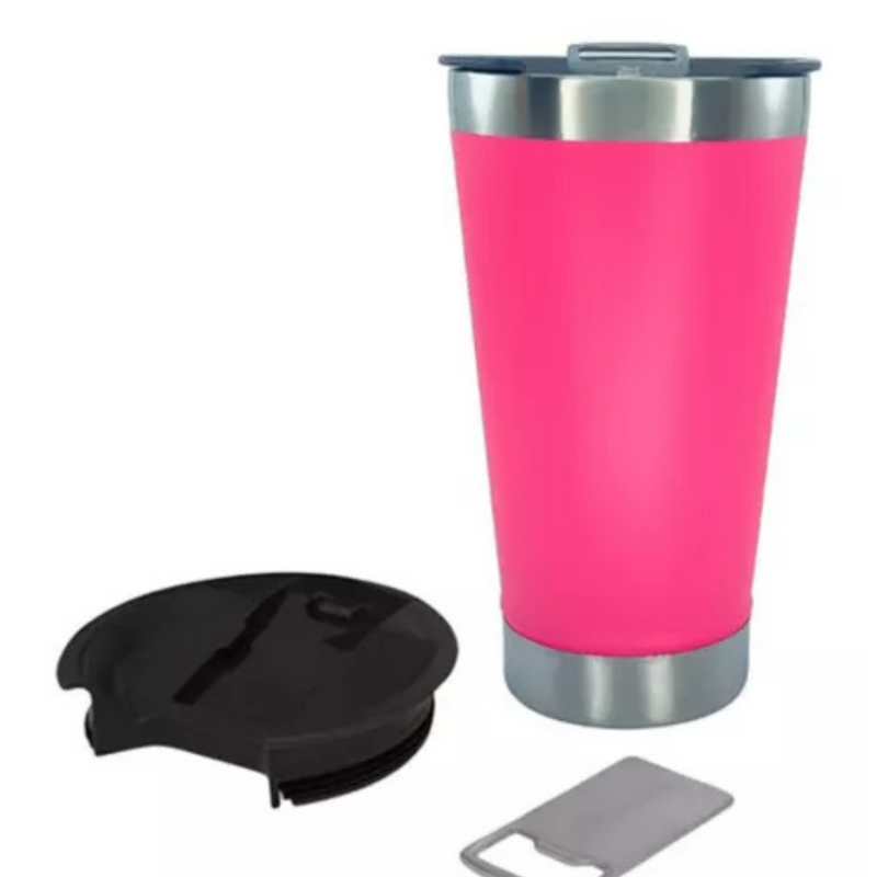 Copo Térmico Inox 473ml com Tampa e Abridor Pink – Estilo, Praticidade e Temperatura na Medida Certa