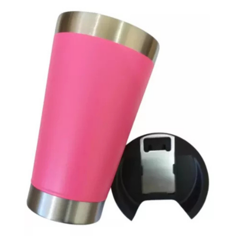 Copo Térmico Inox 473ml com Tampa e Abridor Pink – Estilo, Praticidade e Temperatura na Medida Certa
