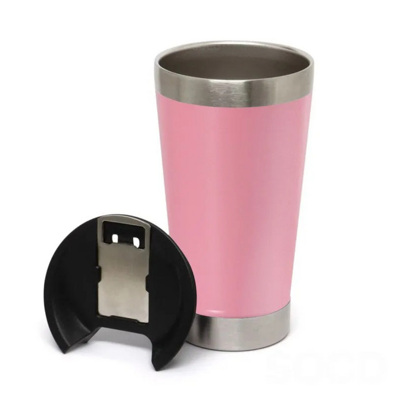Copo Térmico Inox 473ml com Tampa e Abridor Rosa – Estilo, Praticidade e Temperatura na Medida Certa