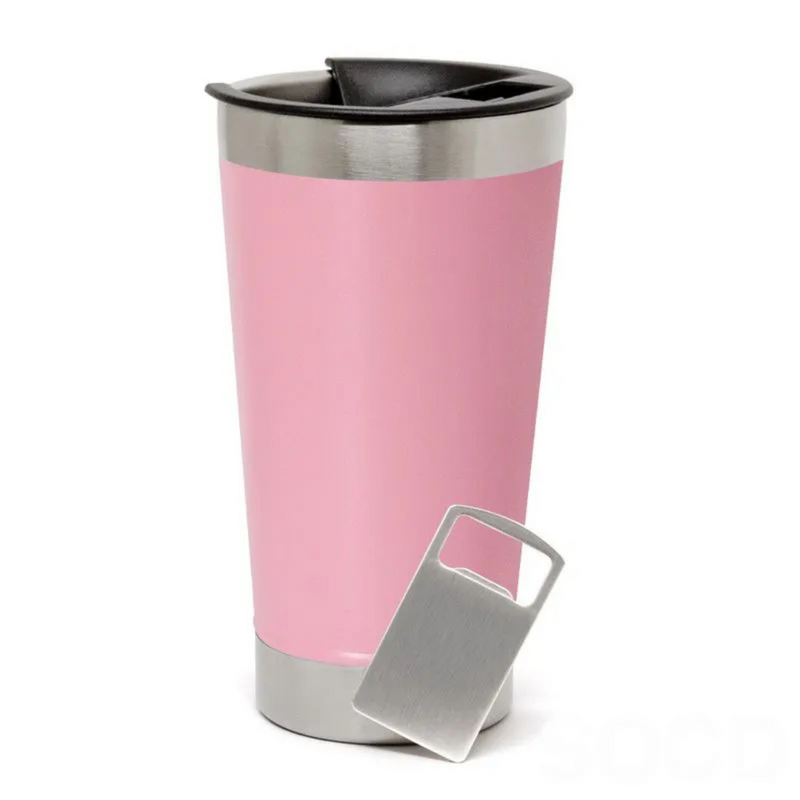 Copo Térmico Inox 473ml com Tampa e Abridor Rosa – Estilo, Praticidade e Temperatura na Medida Certa