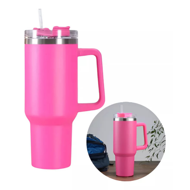 Copo Térmico Quencher 1200ml com Alça e Canudo Pink – Bebidas Sempre na Temperatura Perfeita, Onde Você Estiver