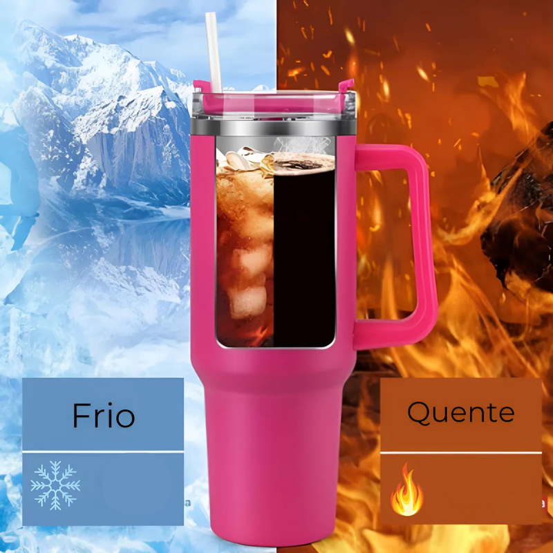 Copo Térmico Quencher 1200ml com Alça e Canudo Pink – Bebidas Sempre na Temperatura Perfeita, Onde Você Estiver