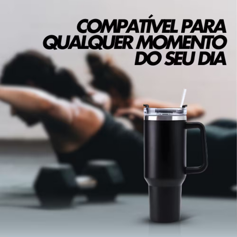 Copo Térmico Quencher 1200ml com Alça e Canudo Preto – Bebidas Sempre na Temperatura Perfeita, Onde Você Estiver