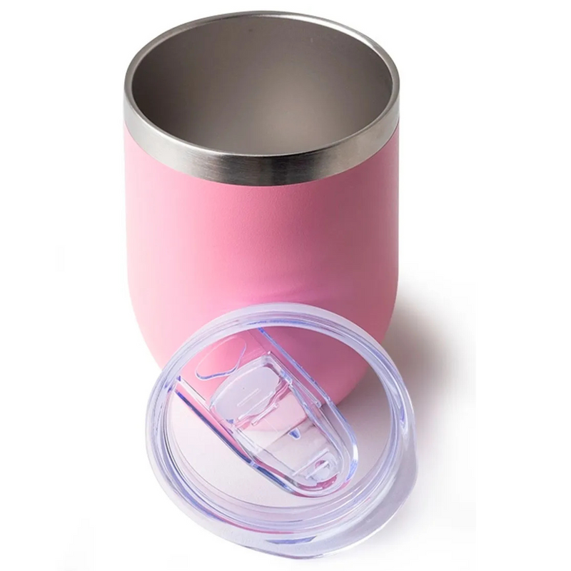 Copo Cuia Térmico Inox com Tampa Antivazamento 360ml – Rosa