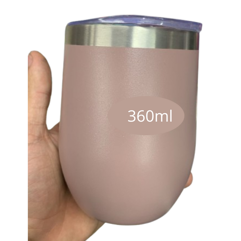 Copo Cuia Térmico Inox com Tampa Antivazamento 360ml – Rosê