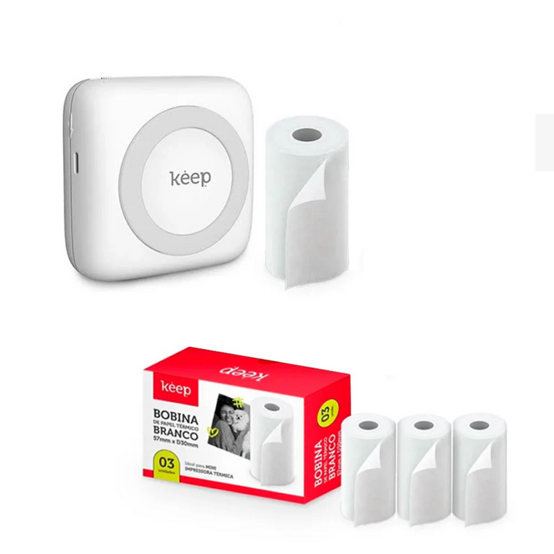 Papel de Impressora Infantil para Mini Impressora Térmica Branco – Kit com 5 Rolos