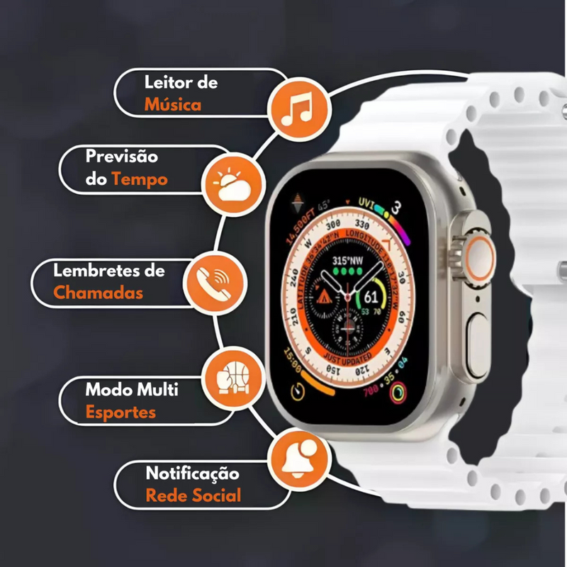 Smartwatch Ultra 9 – Tela Gigante 49mm + 7 Pulseiras Incríveis