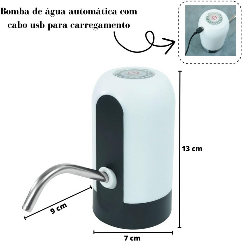 Bomba Elétrica Recarregável para Galão de Água – Praticidade e Higiene em Cada Gole