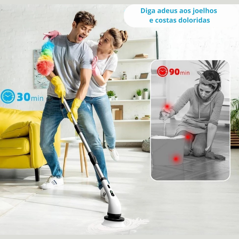 Escova de Limpeza Elétrica Rotativa 9 em 1 – Multiuso, Recarregável e com Cabo Extensível