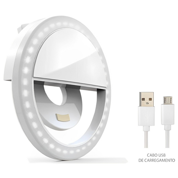 Ring Light Clip Selfie com LED – Iluminação Profissional na Palma da Mão