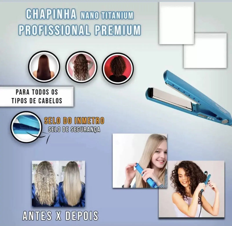 Mini Chapinha de Cabelo NLB-001 Azul – Liso Perfeito Onde Quer Que Você Vá