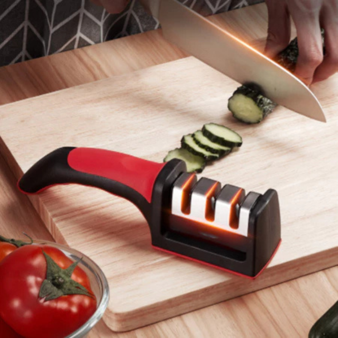 Afiador Amolador de Facas em Aço Inox com 3 Estágios – Linha Profissional