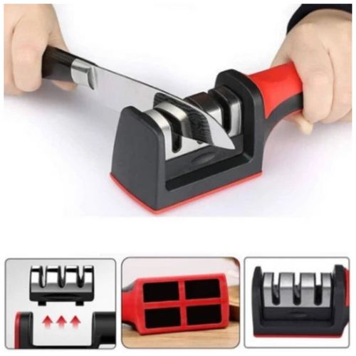 Afiador Amolador de Facas em Aço Inox com 3 Estágios – Linha Profissional