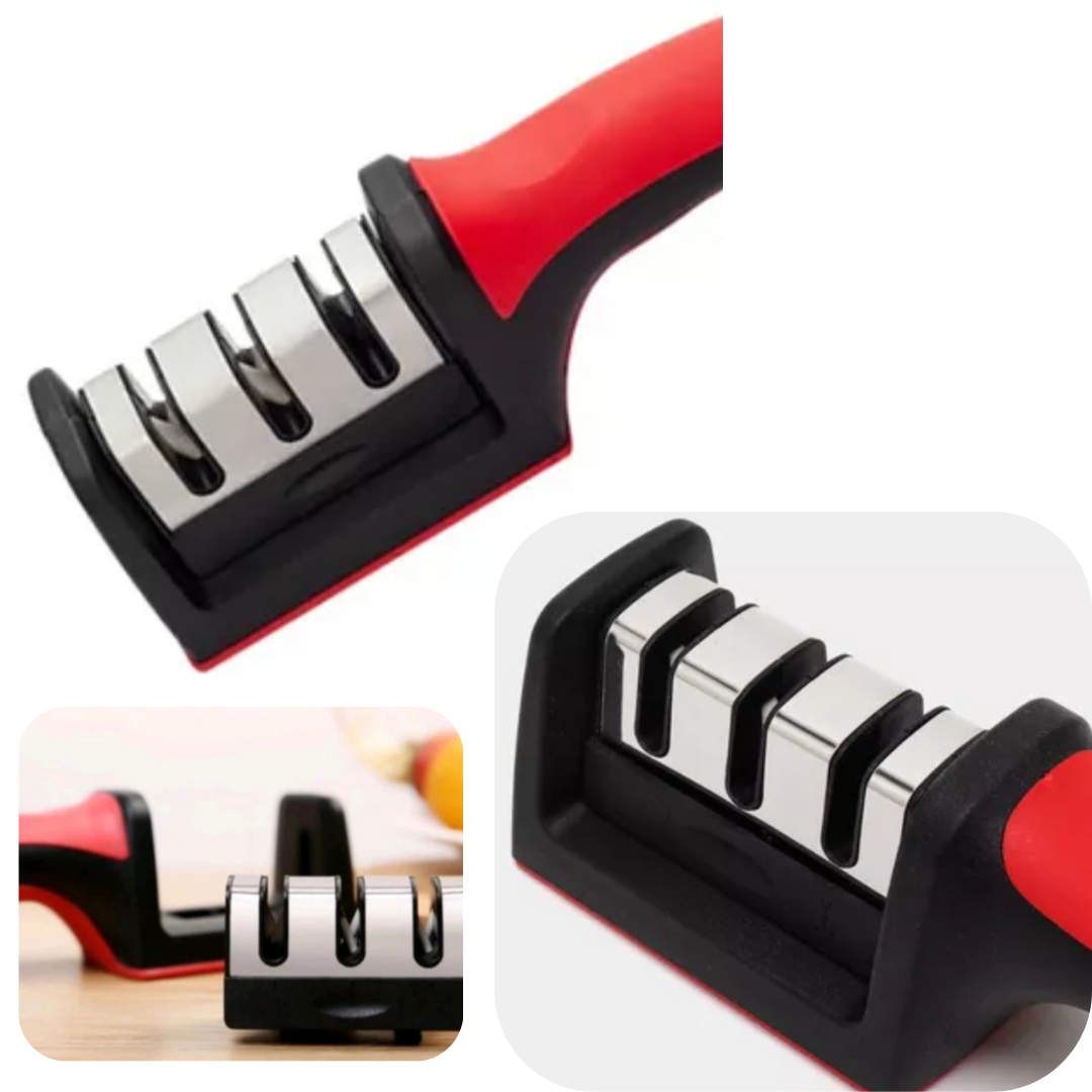 Afiador Amolador de Facas em Aço Inox com 3 Estágios – Linha Profissional