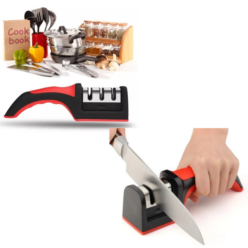 Afiador Amolador de Facas em Aço Inox com 3 Estágios – Linha Profissional