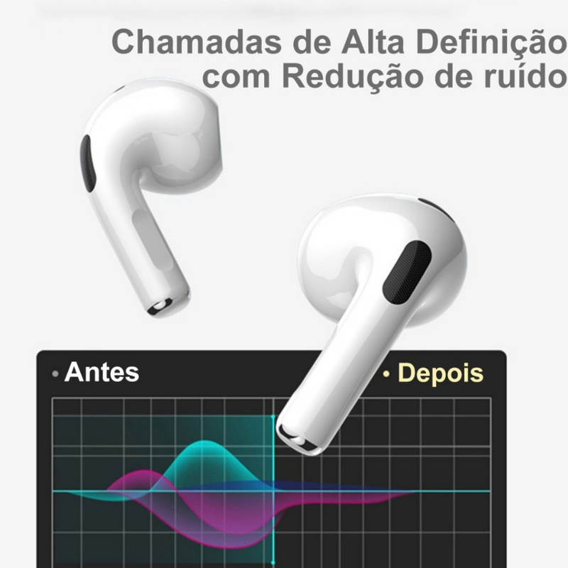 Fone de Ouvido AirPods Pro 3 – Linha Premium com Estojo de Recarga Lightning (Branco)