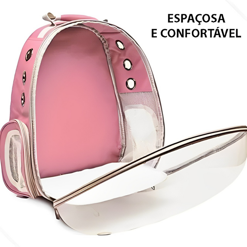 Mochila Pet Transporte para Cães e Gatos Rosa – Visão Ampla, Conforto e Segurança em Cada Passeio