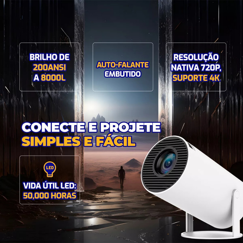 Projetor Portátil HY300 Smart Android 11.0 – Imagem HD e Conectividade Completa