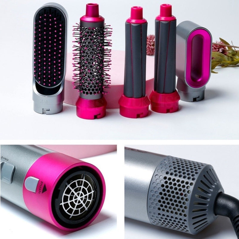Escova Secadora de Cabelo 5 em 1 Multifuncional Pink – Cabelos Perfeitos em Minutos