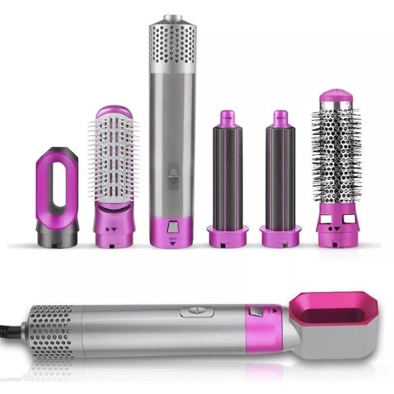 Escova Secadora de Cabelo 5 em 1 Multifuncional Pink – Cabelos Perfeitos em Minutos