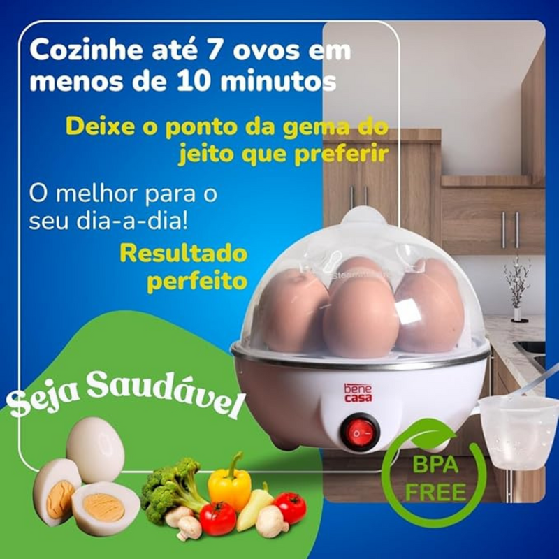 Cozedor de Ovos Elétrico à Vapor Multifuncional 110V – Compacto, Rápido e Cheio de Possibilidades