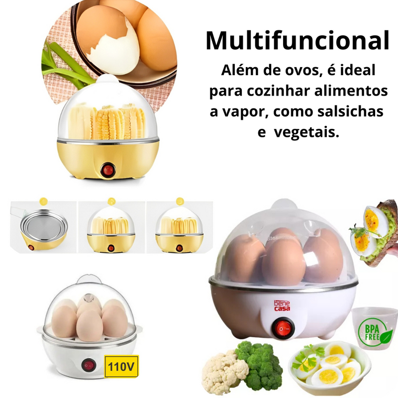 Cozedor de Ovos Elétrico à Vapor Multifuncional 110V – Compacto, Rápido e Cheio de Possibilidades
