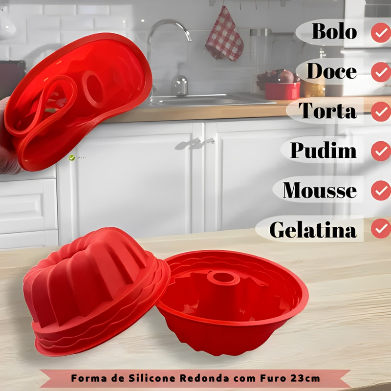Forma de Silicone Air c/ Furo 23x10cm – Cozinhe com Estilo, Praticidade e Perfeição