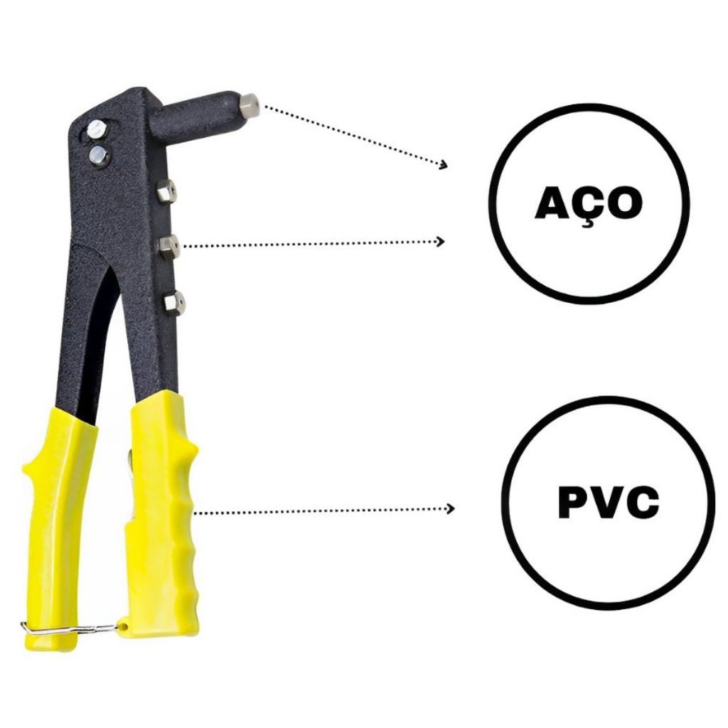Alicate Rebitador Manual 9,5" com 4 Pontas AR 0102 – Fixação Profissional com Conforto e Alta Performance