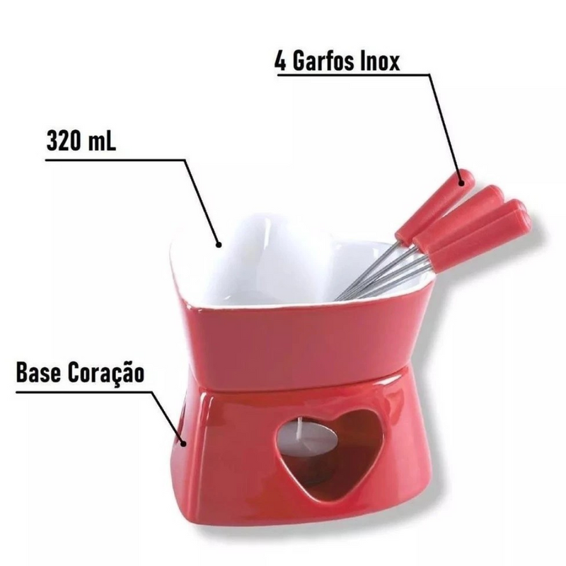 Conjunto Fondue 7 Peças Coração – Delicadeza, Sabor e Encanto em Cada Detalhe