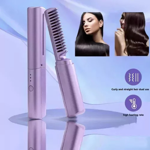 Mini Pente Alisador Elétrico Portátil 110V-220V – Cabelos Lisos, Brilhantes e Sem Frizz em Minutos