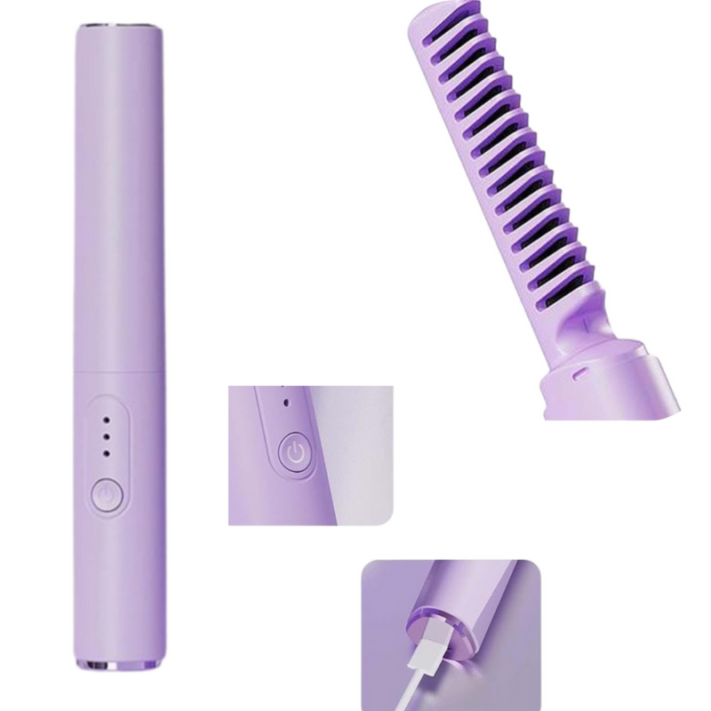 Mini Pente Alisador Elétrico Portátil 110V-220V – Cabelos Lisos, Brilhantes e Sem Frizz em Minutos