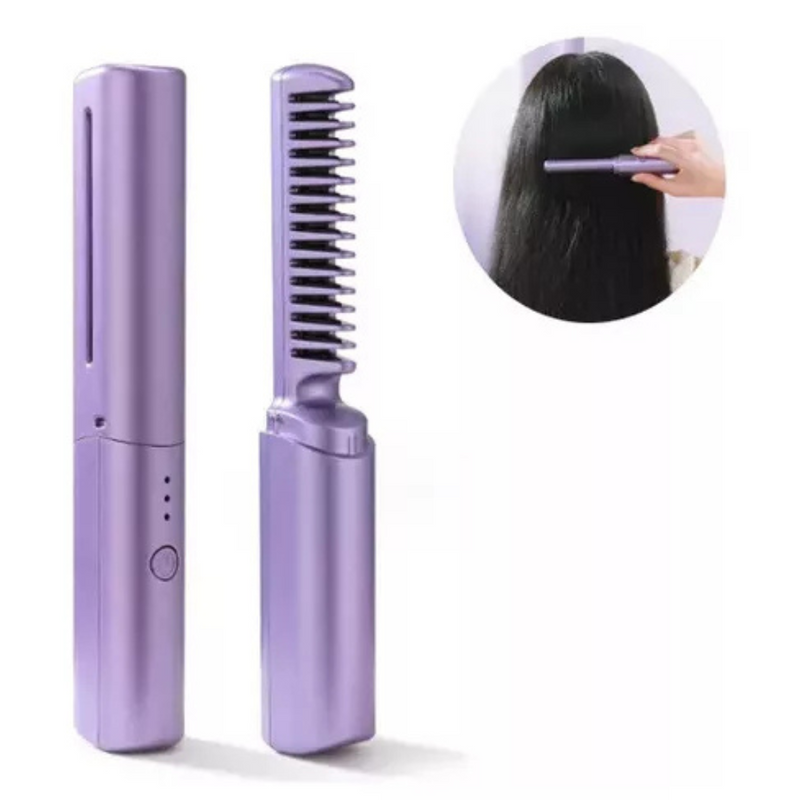 Mini Pente Alisador Elétrico Portátil 110V-220V – Cabelos Lisos, Brilhantes e Sem Frizz em Minutos