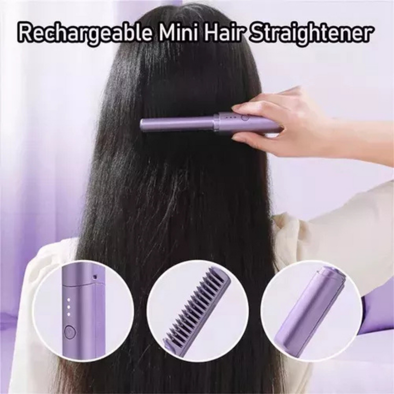Mini Pente Alisador Elétrico Portátil 110V-220V – Cabelos Lisos, Brilhantes e Sem Frizz em Minutos