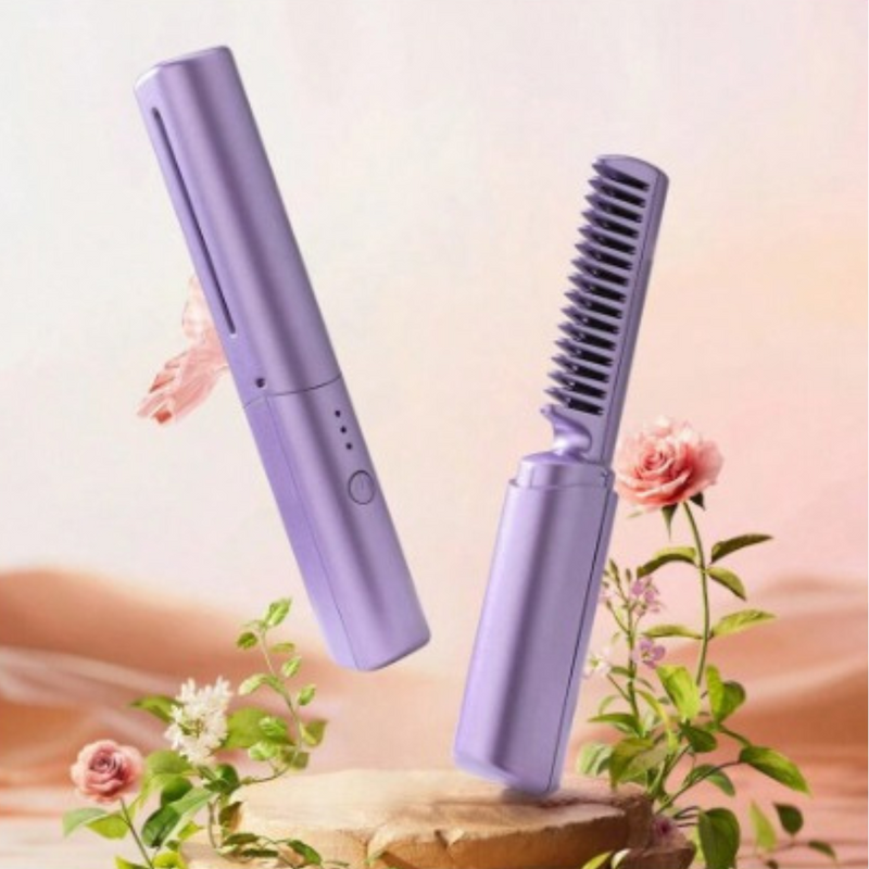 Mini Pente Alisador Elétrico Portátil 110V-220V – Cabelos Lisos, Brilhantes e Sem Frizz em Minutos