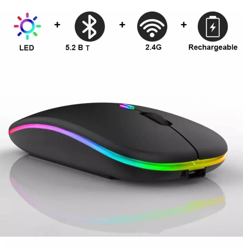Mouse Sem Fio com Luz LED Preto – Mobilidade, Praticidade e Estilo em um Só Clique