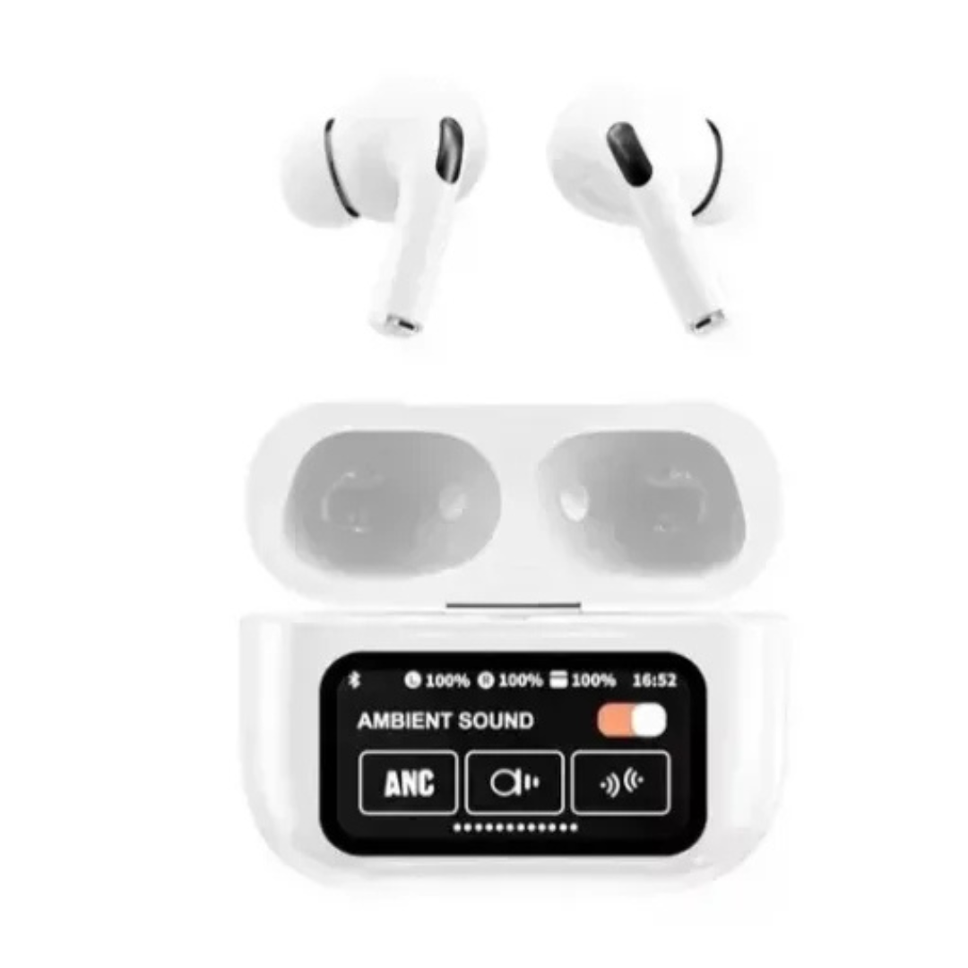 Kit com 2 Fones de Ouvido Bluetooth 5.4 A9 PRO Branco – Som Imersivo com Tecnologia e Estilo