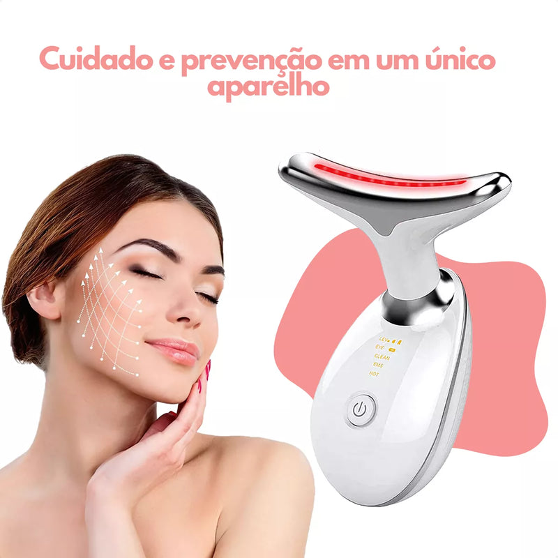 Massageador Facial LED – Reduza Papadas, Rugas e Flacidez com Tecnologia de Luz e Vibração
