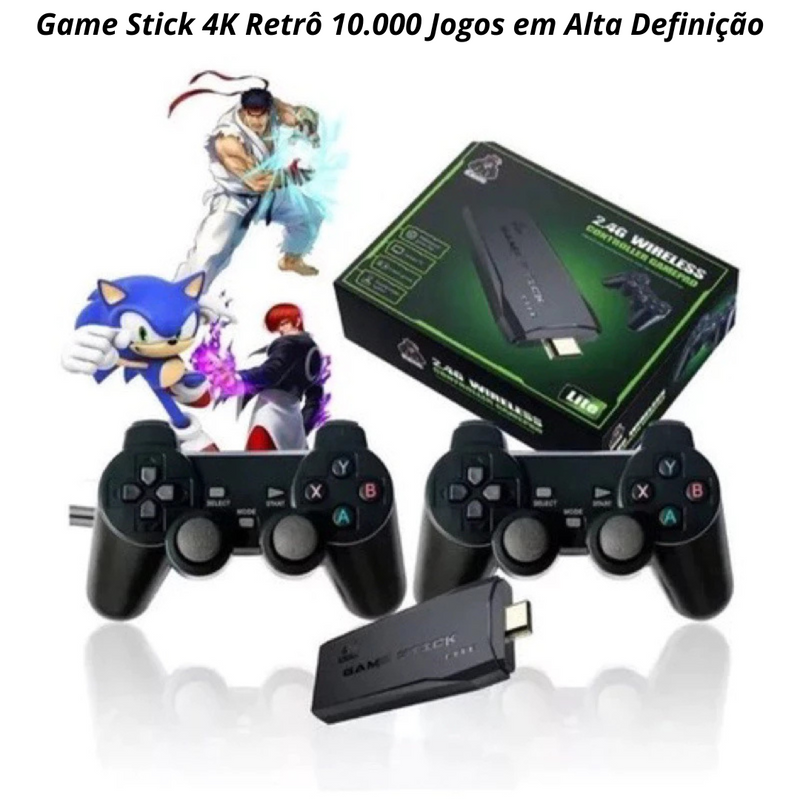 Game Stick 4K Retrô com +10.000 Jogos – Diversão Nostálgica em Alta Definição