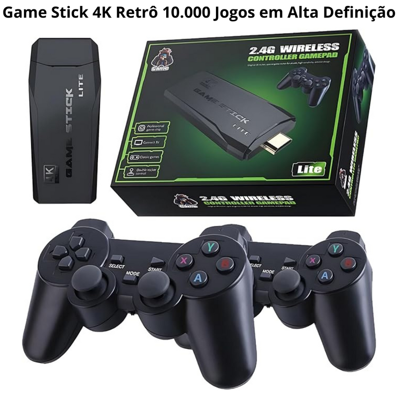 Game Stick 4K Retrô com +10.000 Jogos – Diversão Nostálgica em Alta Definição