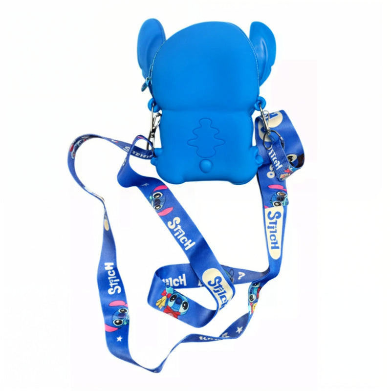 Bolsa Infantil Transversal em Silicone – Corpo Inteiro Azul com Alça Removível