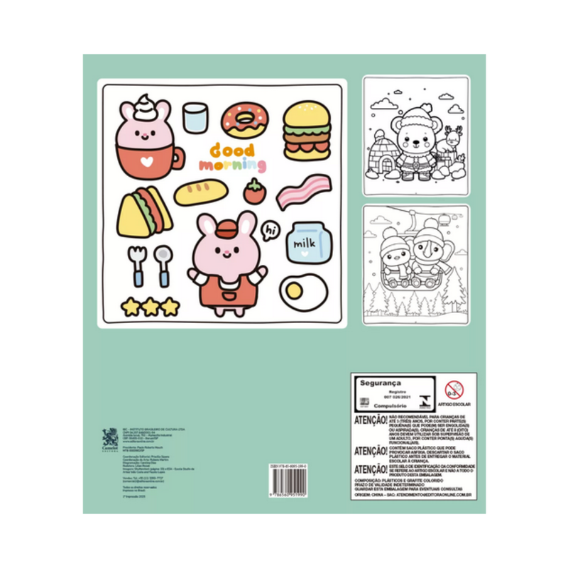 Kit Livro de Colorir Coelho (Roxo) + 12 Lápis de Cor Infantil – Diversão, Aprendizado e Criatividade em um Só Lugar