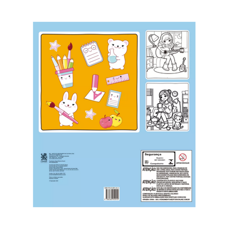 Kit Livro de Colorir Coelho (Rosa) + 12 Lápis de Cor Infantil – Diversão, Aprendizado e Criatividade em um Só Lugar
