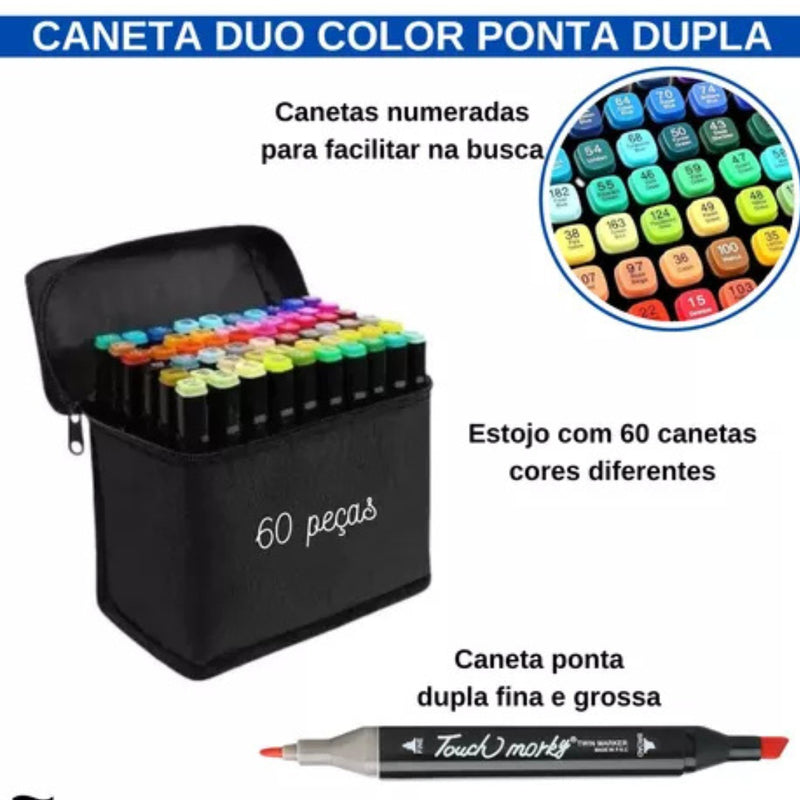 Kit Livro de Colorir + 60 Canetas Dupla Ponta – Tema de Filme (Azul)