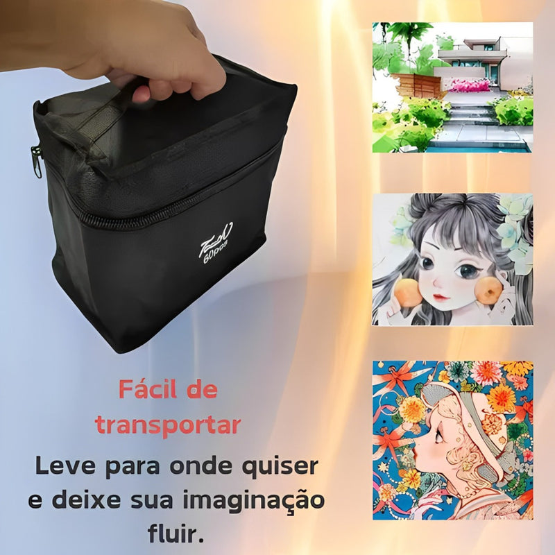 Kit Livro de Colorir + 60 Canetas Dupla Ponta – Tema de Filme (Azul)
