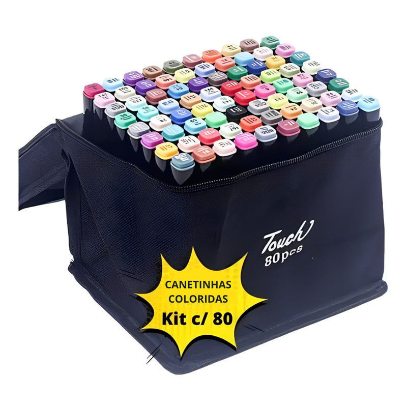 Kit Livro de Colorir + 80 Canetas Dupla Ponta – Tema de Filme (Azul)
